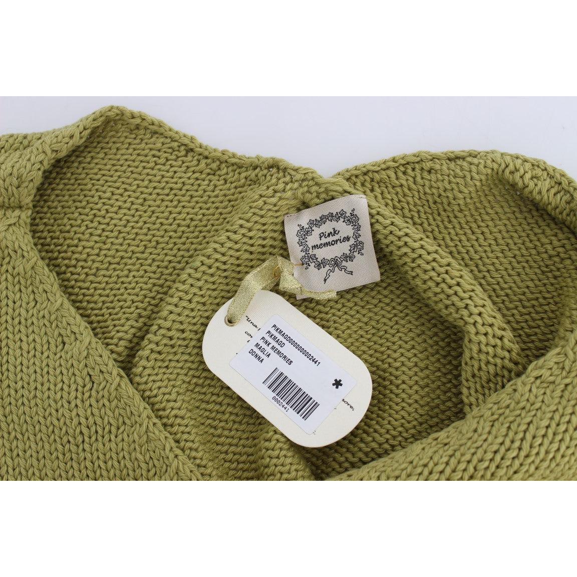 Green Cotton Blend Knitted Sleeveless Sweater - coffeewithmee2