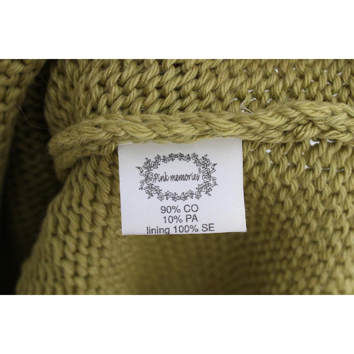 Green Cotton Blend Knitted Sleeveless Sweater - coffeewithmee2