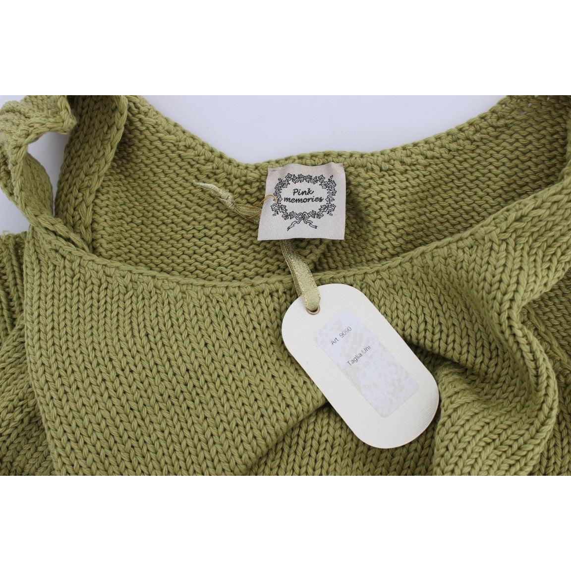 Green Cotton Blend Knitted Sleeveless Sweater - coffeewithmee2