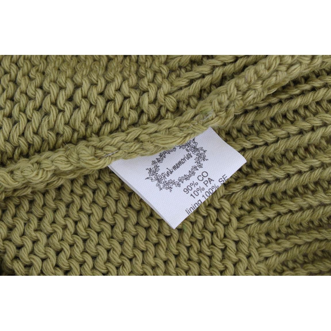 Green Cotton Blend Knitted Sleeveless Sweater - coffeewithmee2