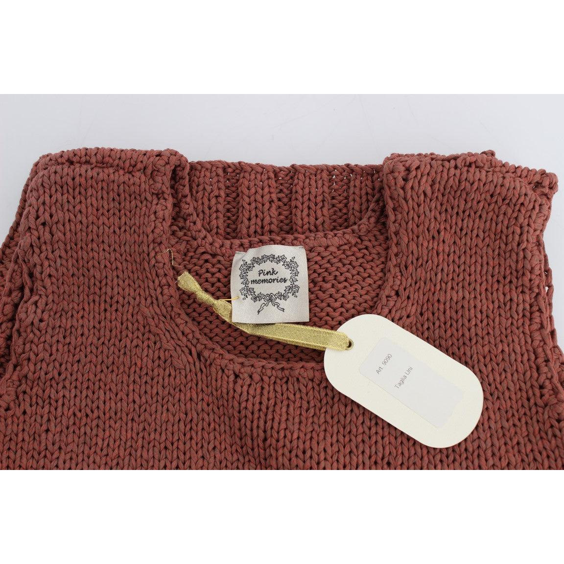 Red Cotton Blend Knitted Sleeveless Sweater - coffeewithmee2