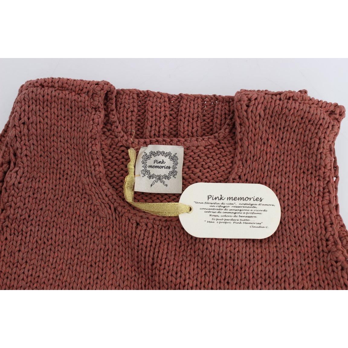 Red Cotton Blend Knitted Sleeveless Sweater - coffeewithmee2