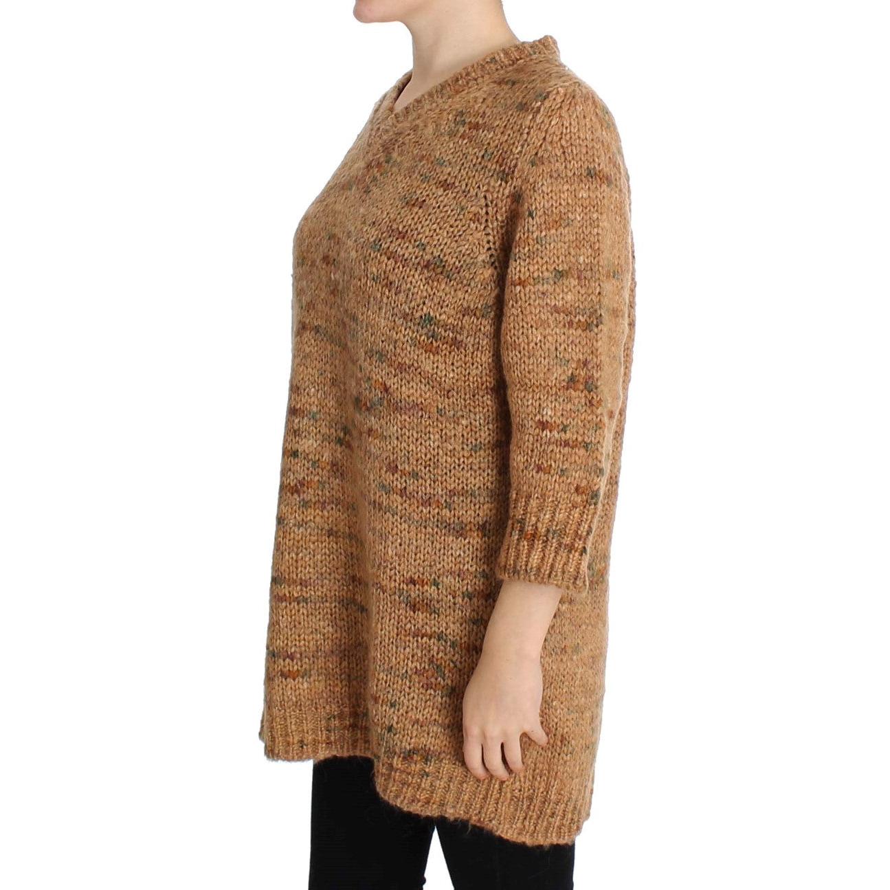 Brown Wool Blend Knitted Oversize Sweater - coffeewithmee2