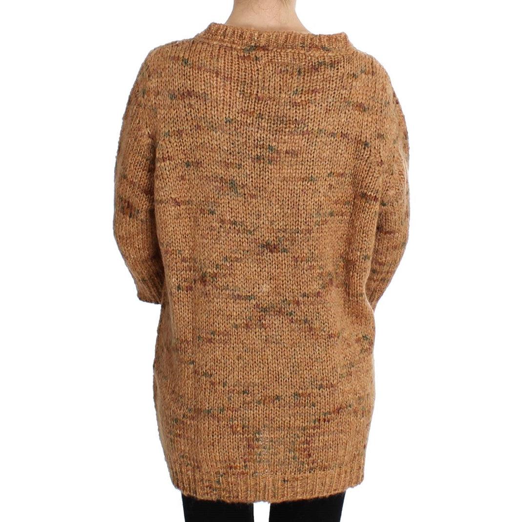 Brown Wool Blend Knitted Oversize Sweater - coffeewithmee2