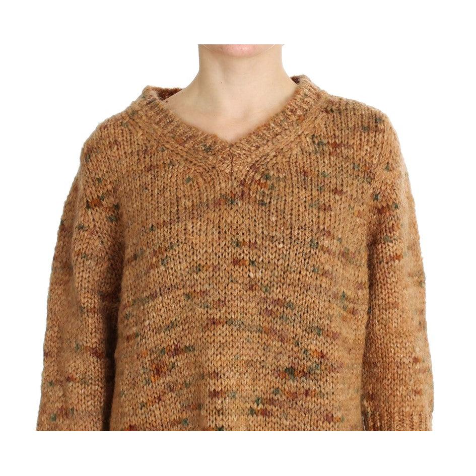 Brown Wool Blend Knitted Oversize Sweater - coffeewithmee2