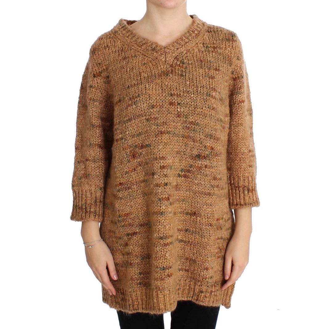 Brown Wool Blend Knitted Oversize Sweater - coffeewithmee2