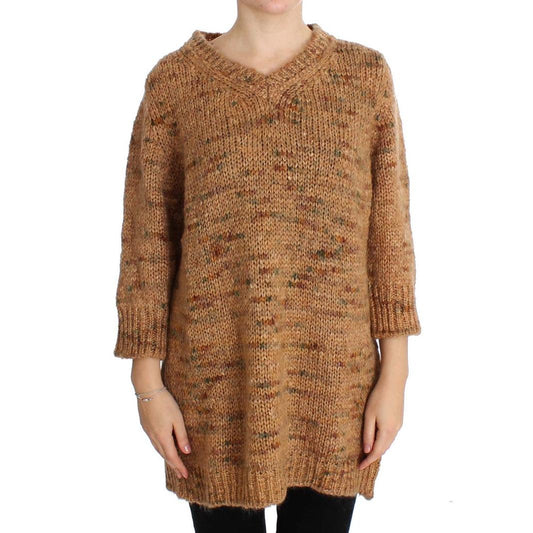 Brown Wool Blend Knitted Oversize Sweater - coffeewithmee2