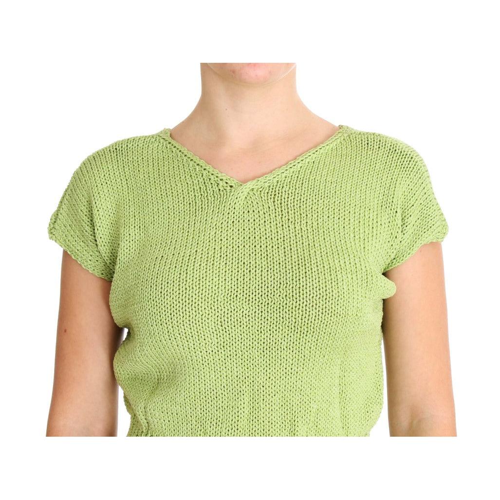 Green Cotton Blend Knitted Sweater - coffeewithmee2