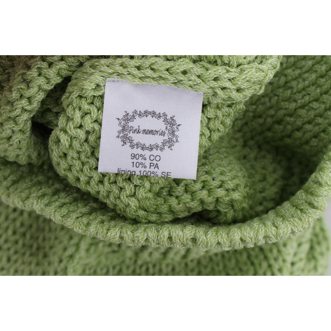 Green Cotton Blend Knitted Sweater - coffeewithmee2
