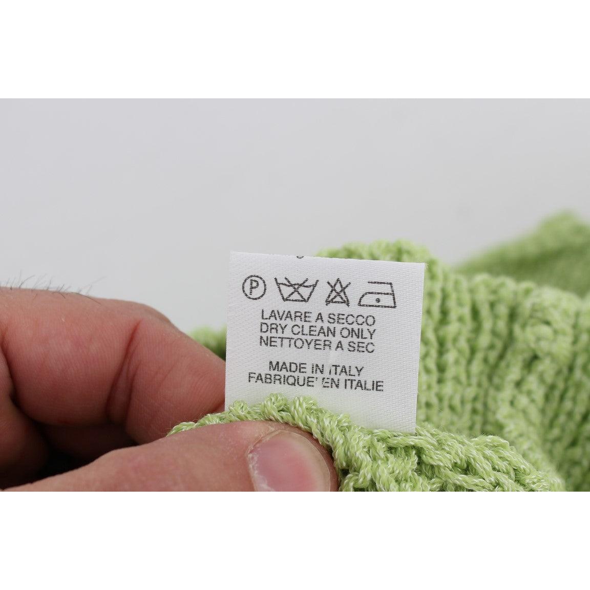 Green Cotton Blend Knitted Sweater - coffeewithmee2