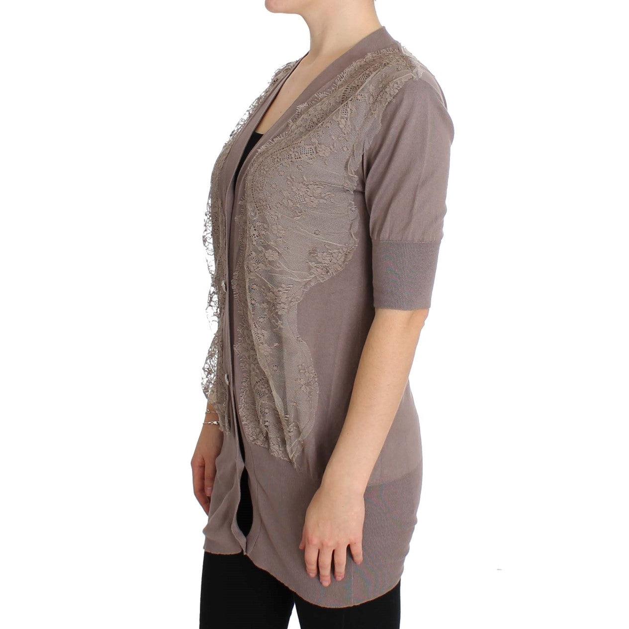 Purple Lace Cotton Cardigan Sweater - coffeewithmee2