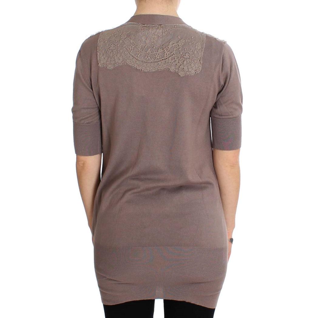Purple Lace Cotton Cardigan Sweater - coffeewithmee2
