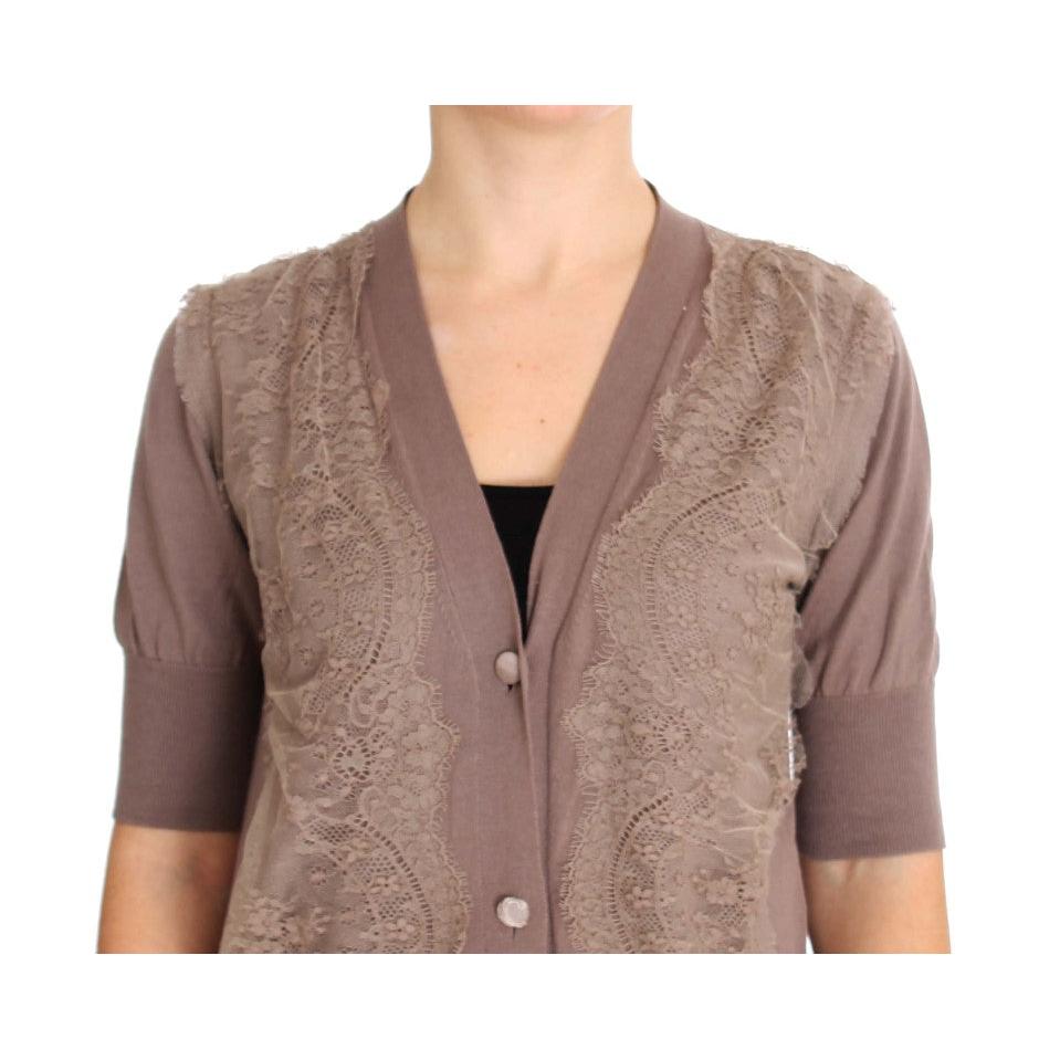 Purple Lace Cotton Cardigan Sweater - coffeewithmee2