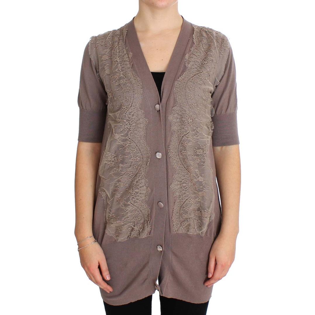 Purple Lace Cotton Cardigan Sweater - coffeewithmee2