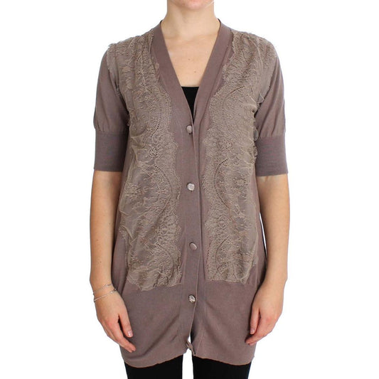 Purple Lace Cotton Cardigan Sweater - coffeewithmee2