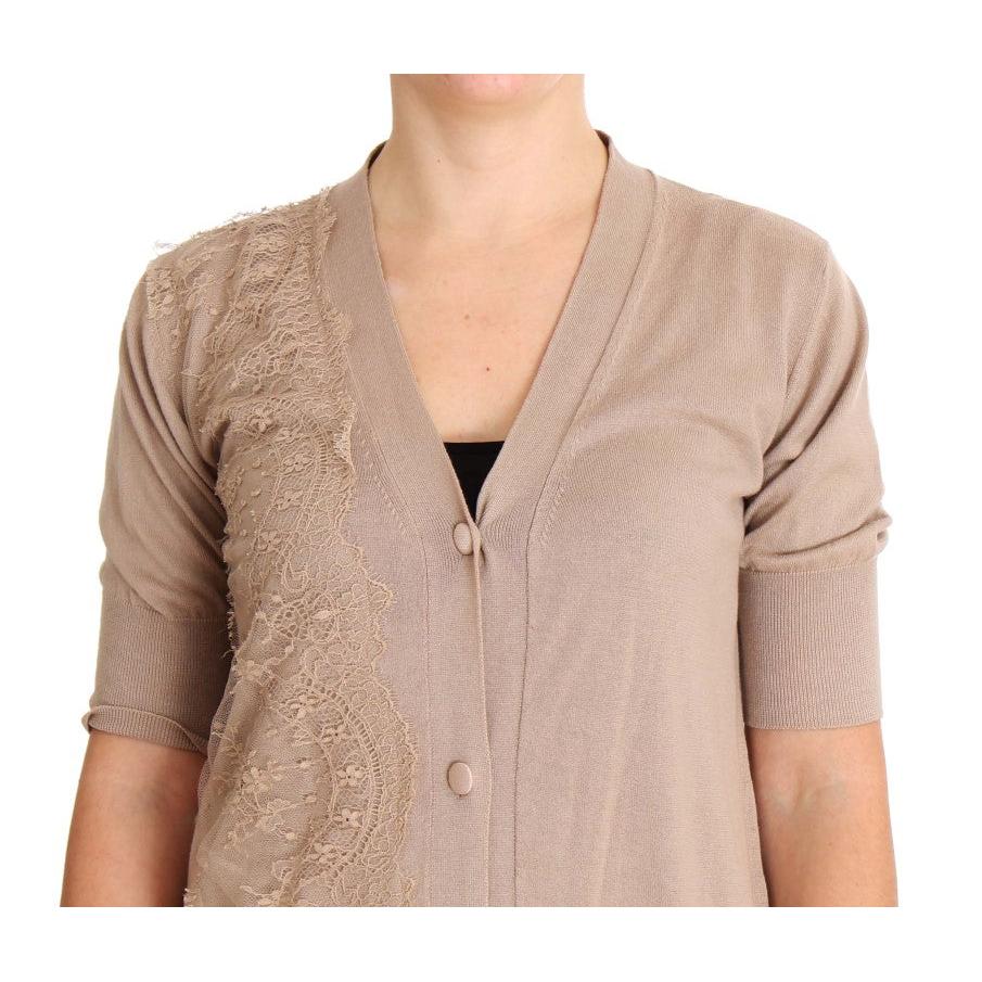 Pink Lace Cotton Cardigan Sweater - coffeewithmee2