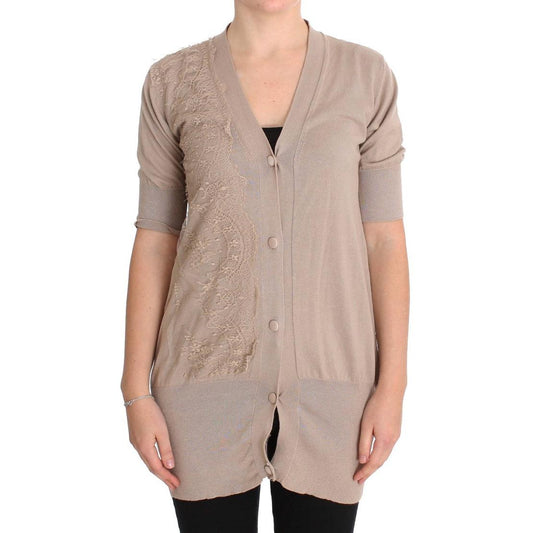 Pink Lace Cotton Cardigan Sweater - coffeewithmee2