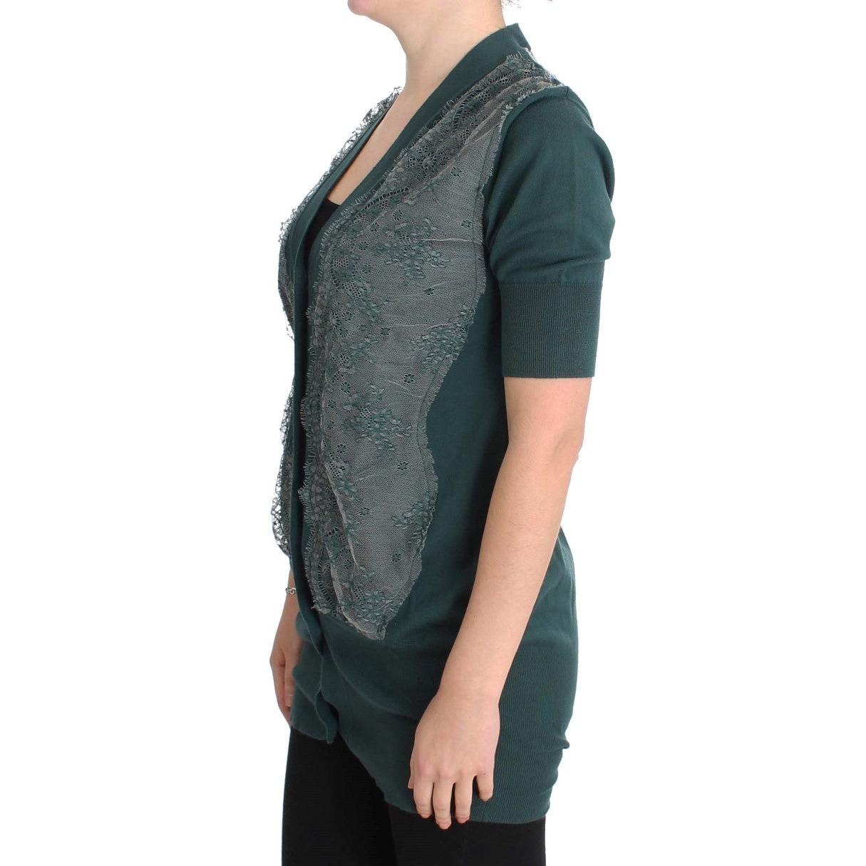 Green Lace Cotton Cardigan Sweater - coffeewithmee2
