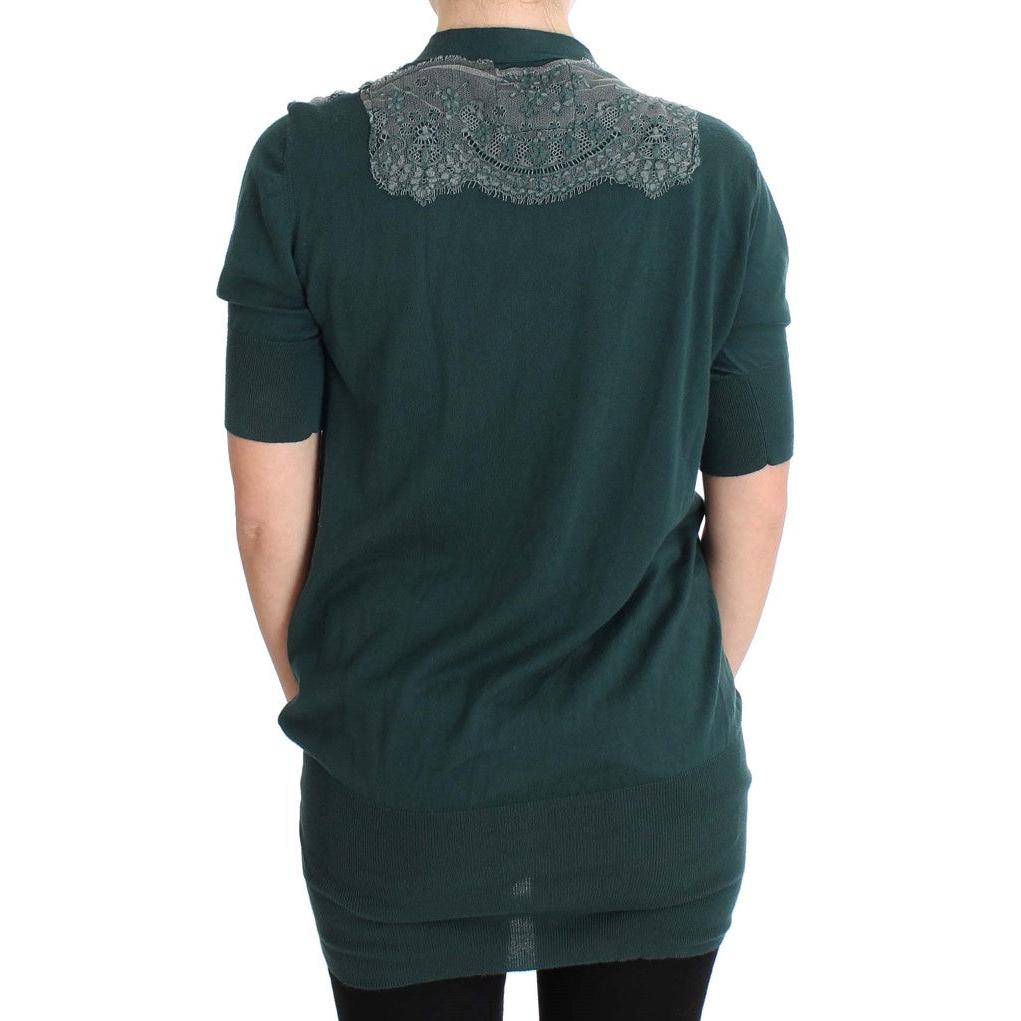 Green Lace Cotton Cardigan Sweater - coffeewithmee2