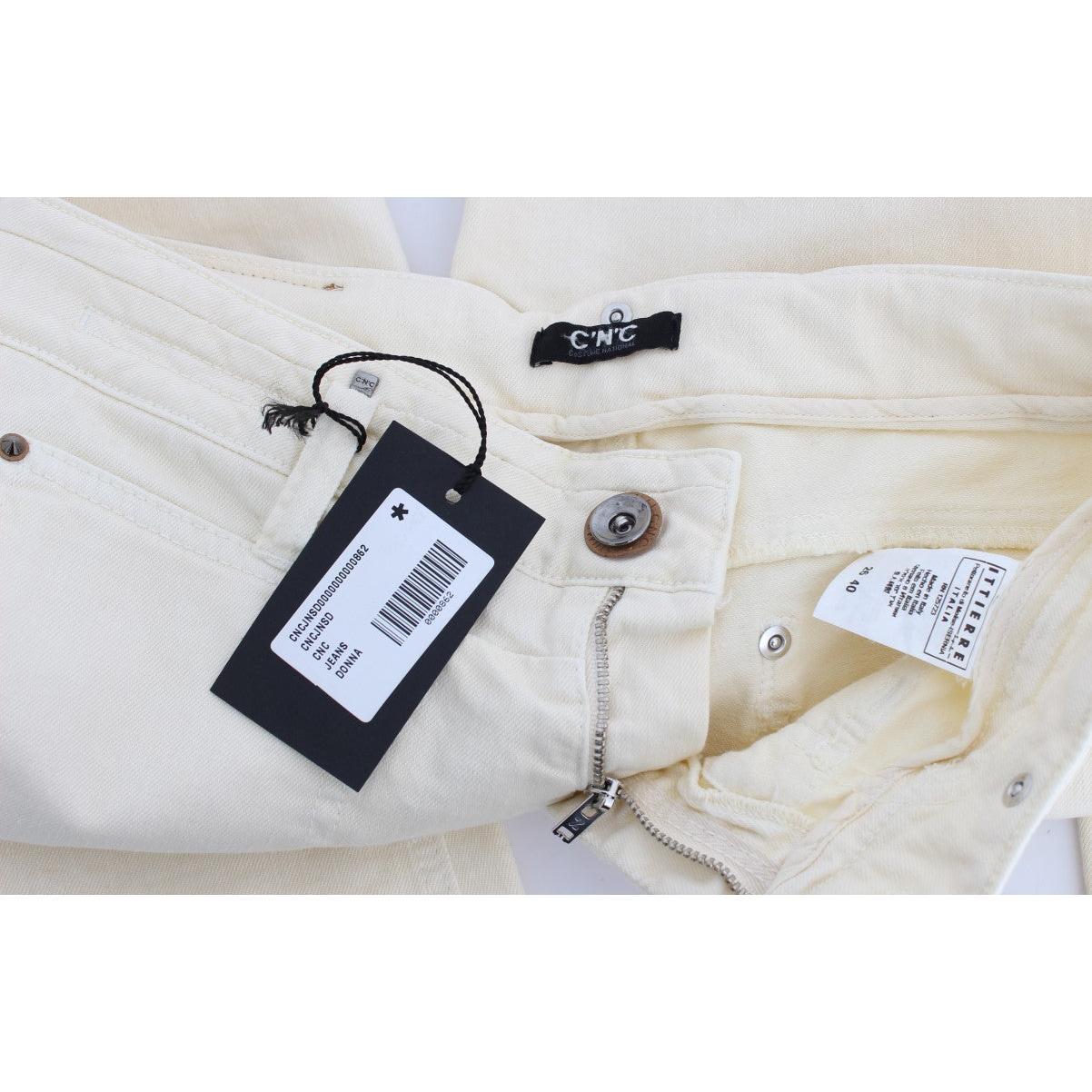 White Cotton Stretch Flare Jeans - coffeewithmee2