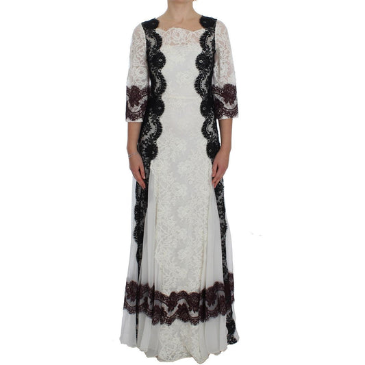 White Floral Lace Full Length Gown Dress - coffeewithmee2