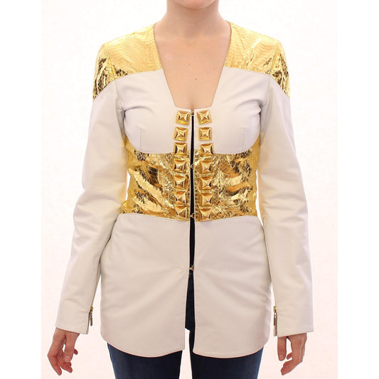 White Gold Metallic Leather Jacket - coffeewithmee2