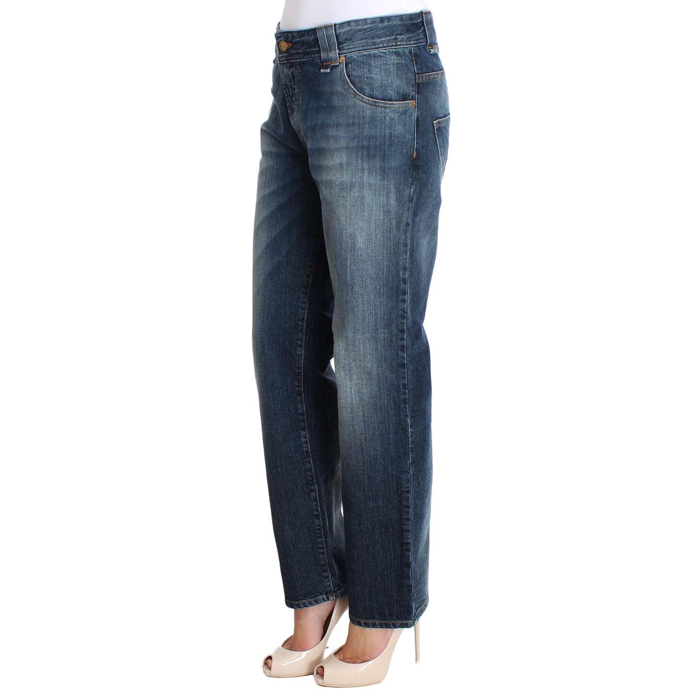 Blue Wash Relaxed Fit Cotton Stretch Denim Jeans - coffeewithmee2