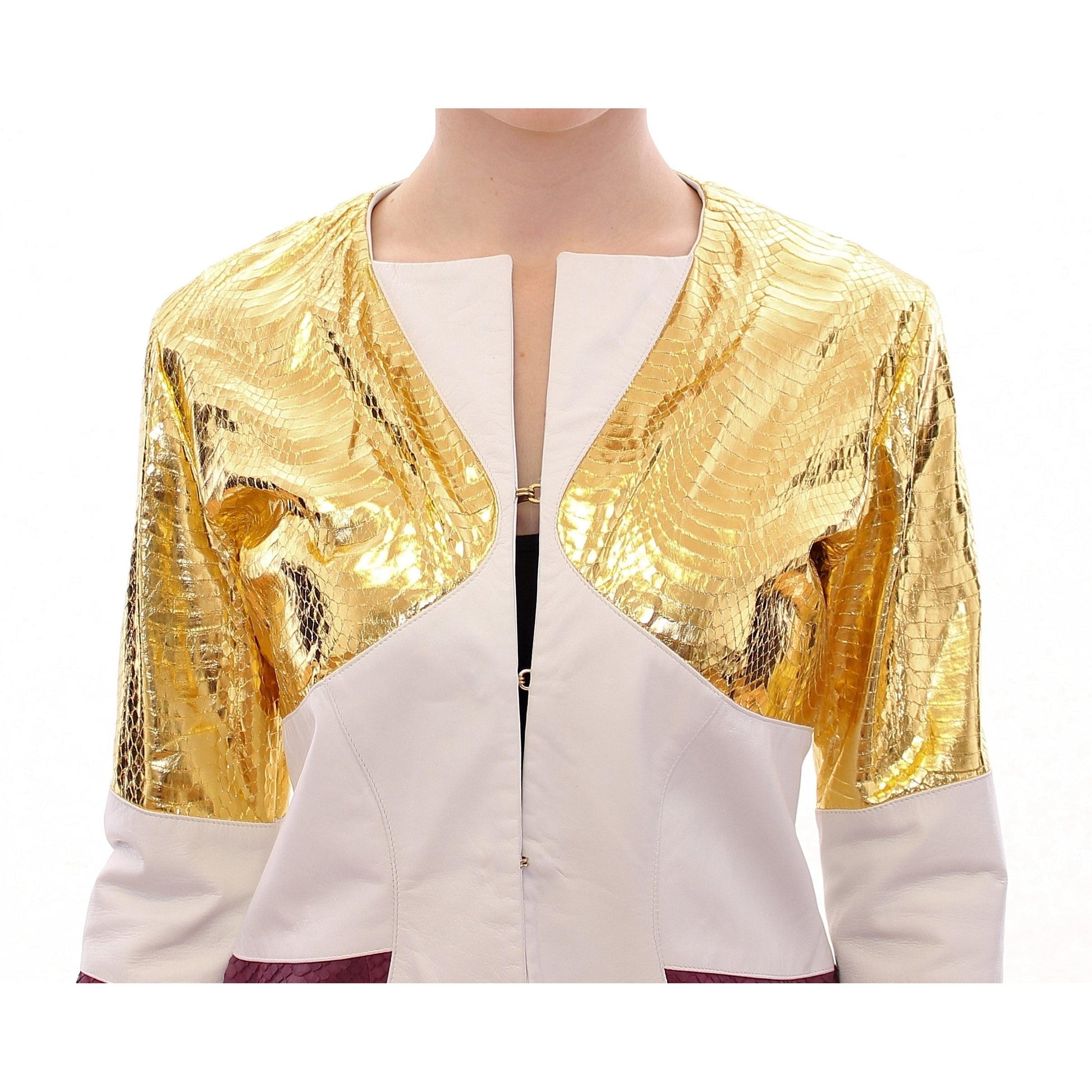 White Gold Purple Leather Jacket - coffeewithmee2