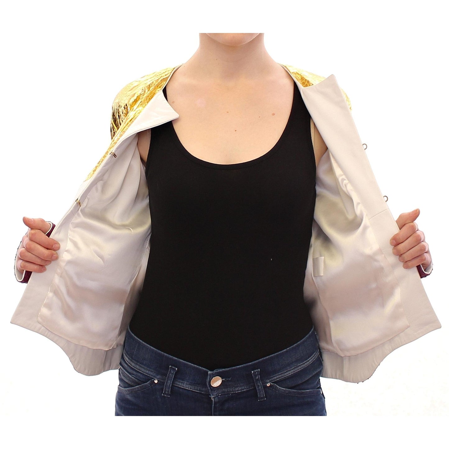 White Gold Purple Leather Jacket - coffeewithmee2