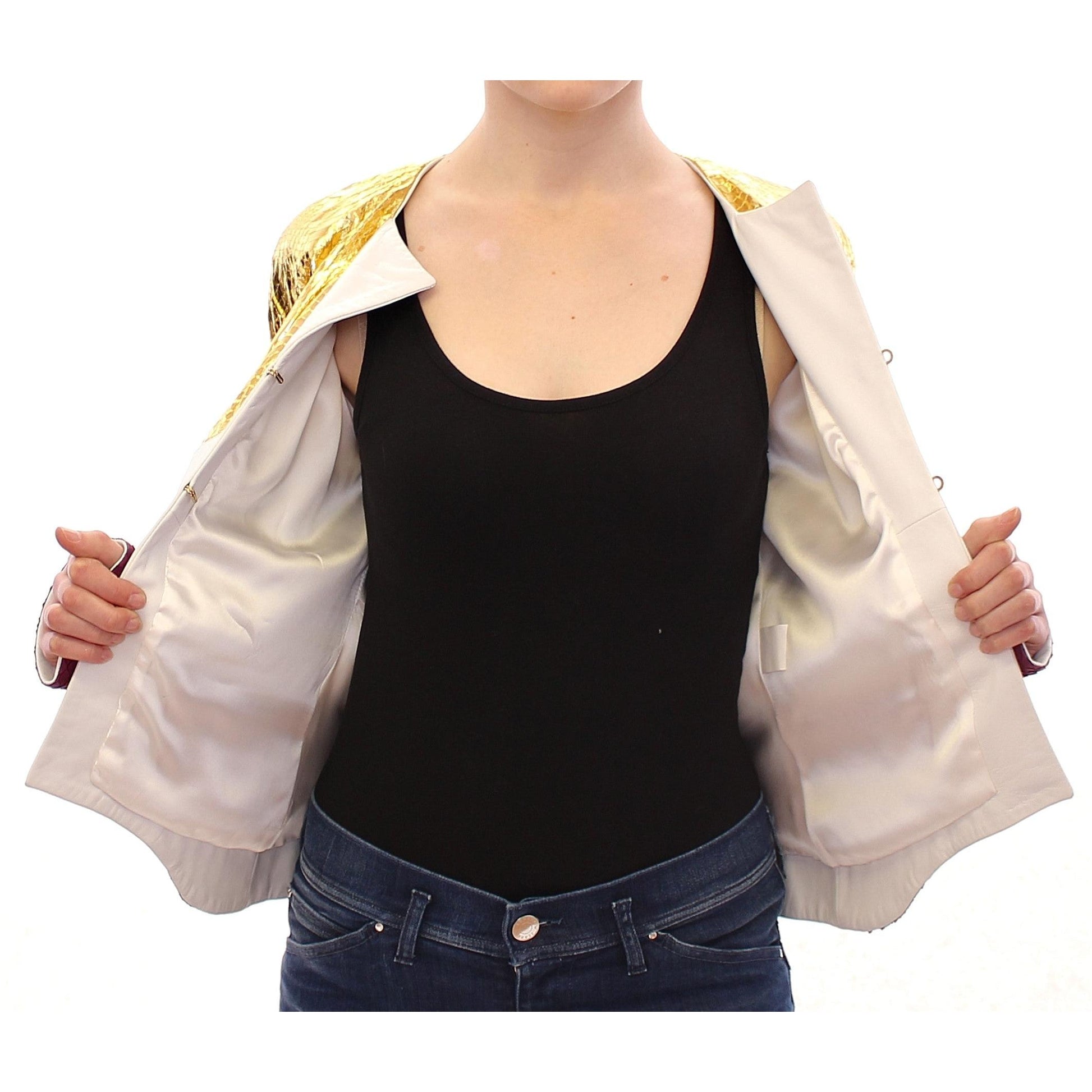 White Gold Purple Leather Jacket - coffeewithmee2