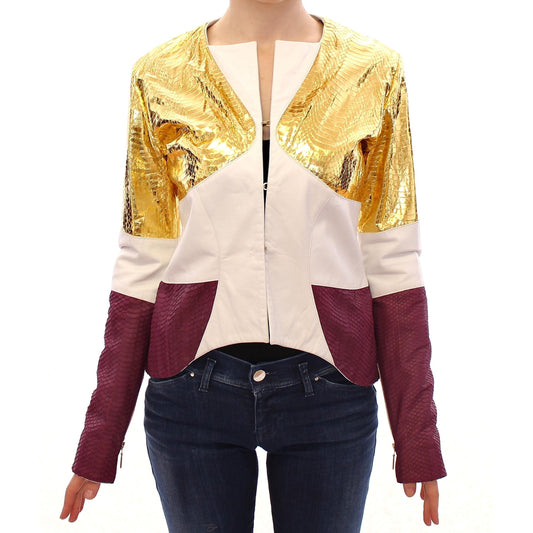 White Gold Purple Leather Jacket - coffeewithmee2