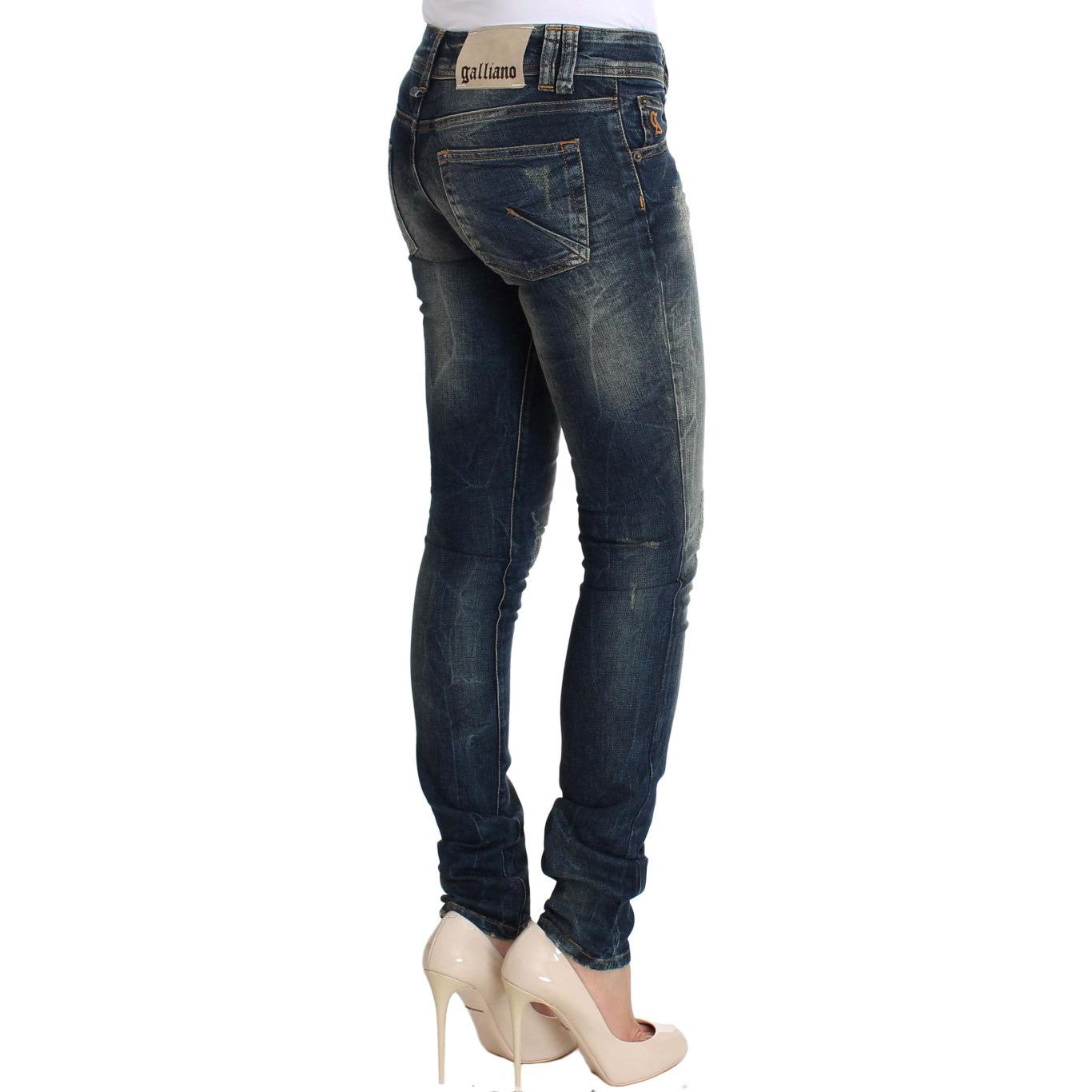 Blue Wash Skinny Low Cotton Stretch Denim Jeans - coffeewithmee2