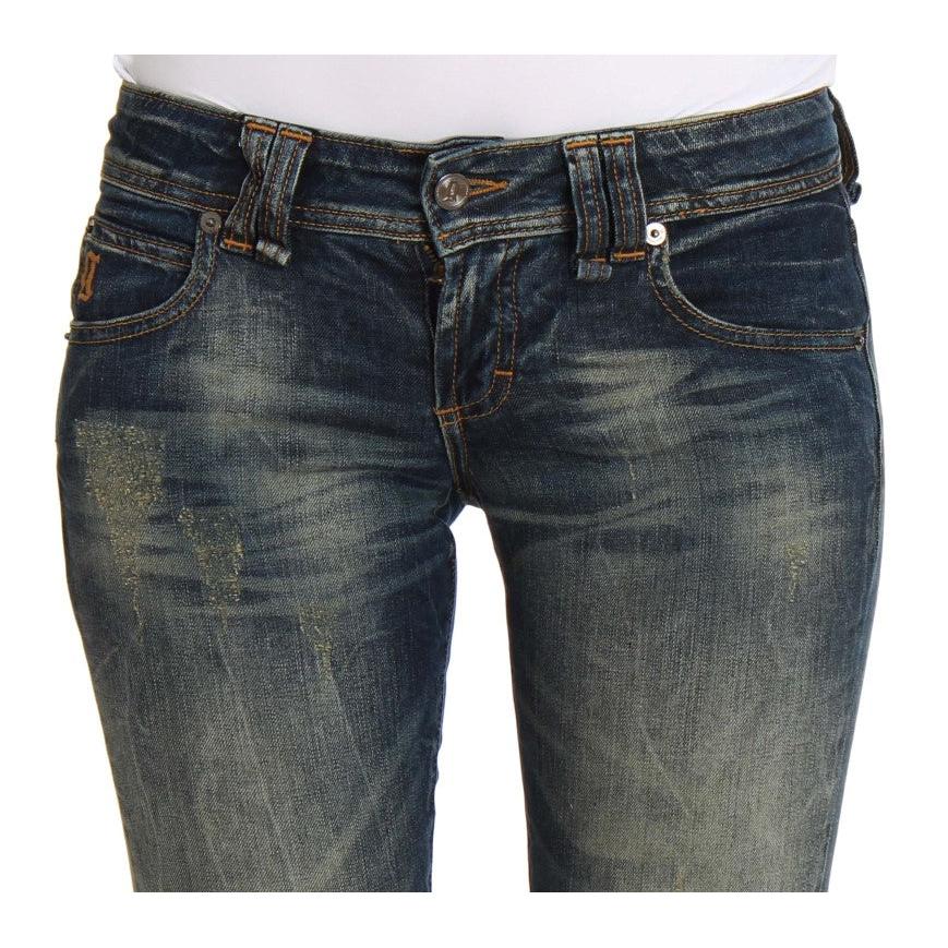 Blue Wash Skinny Low Cotton Stretch Denim Jeans - coffeewithmee2