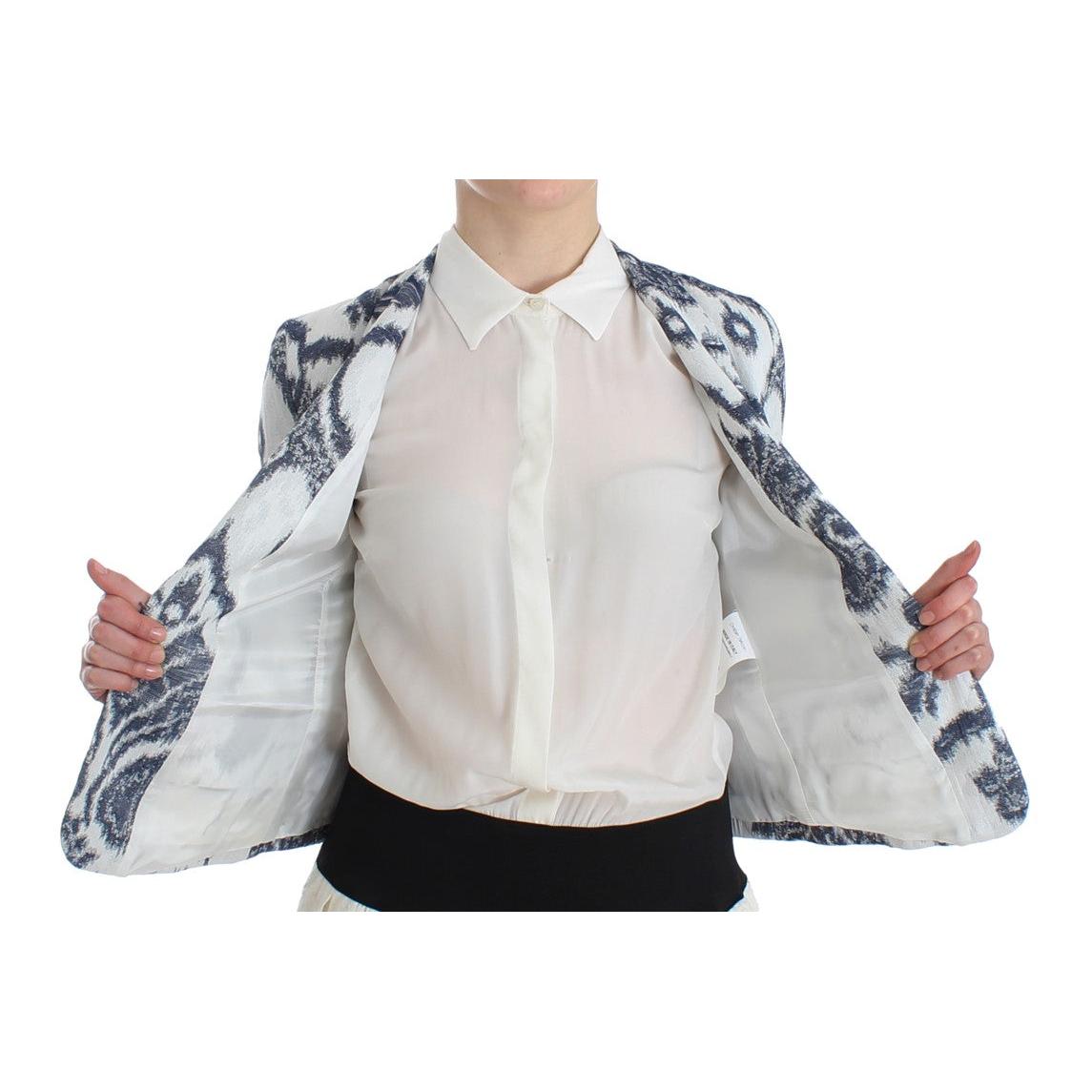 Blue White Blazer Suit Jacket - coffeewithmee2