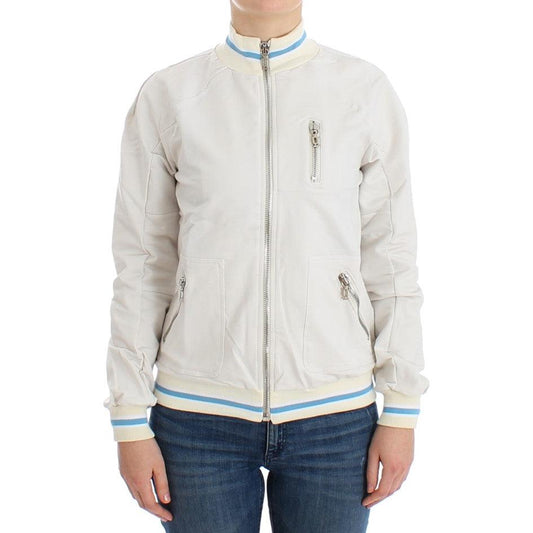 White Mock Zip Cardigan Sweatshirt Sweater - coffeewithmee2