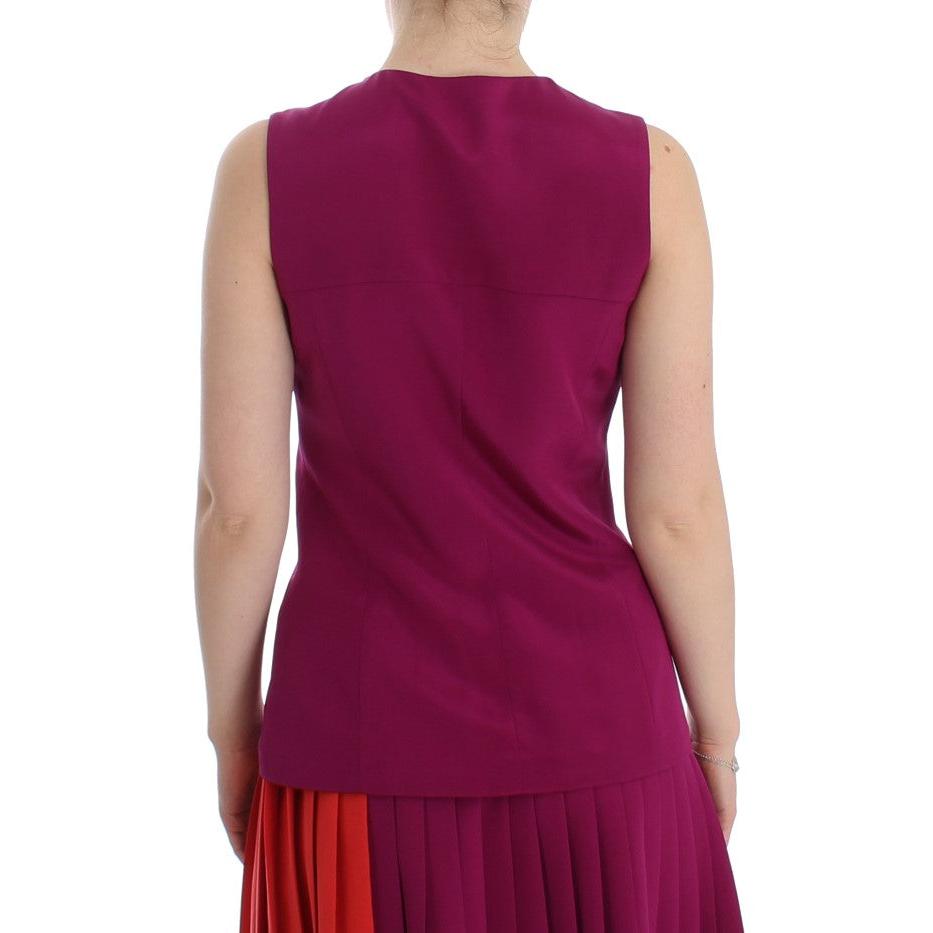 Purple Silk Sleeveless Blouse Top - coffeewithmee2
