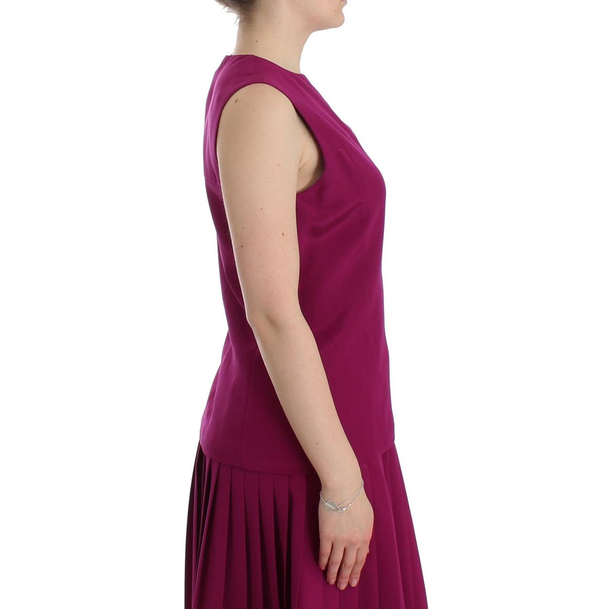 Purple Silk Sleeveless Blouse Top - coffeewithmee2