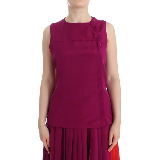 Purple Silk Sleeveless Blouse Top - coffeewithmee2
