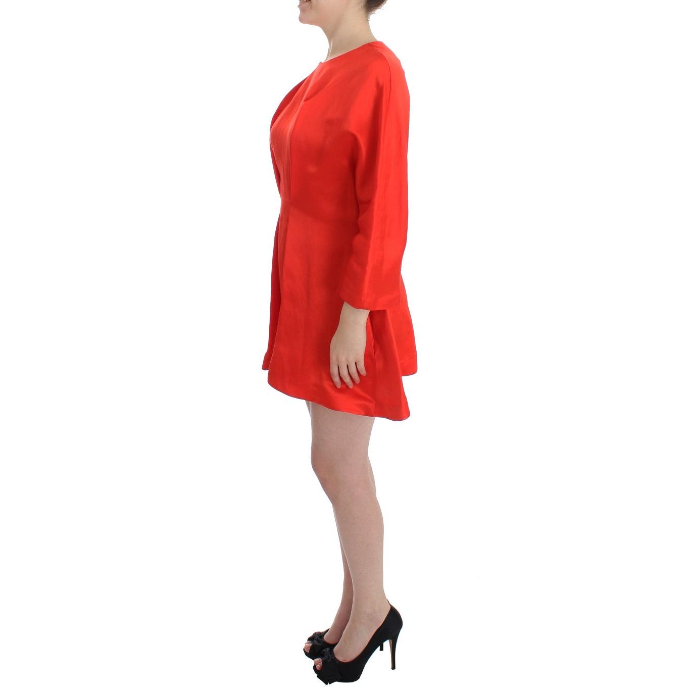 Red Mini Linen 3/4 Sleeve Sheath Dress - coffeewithmee2