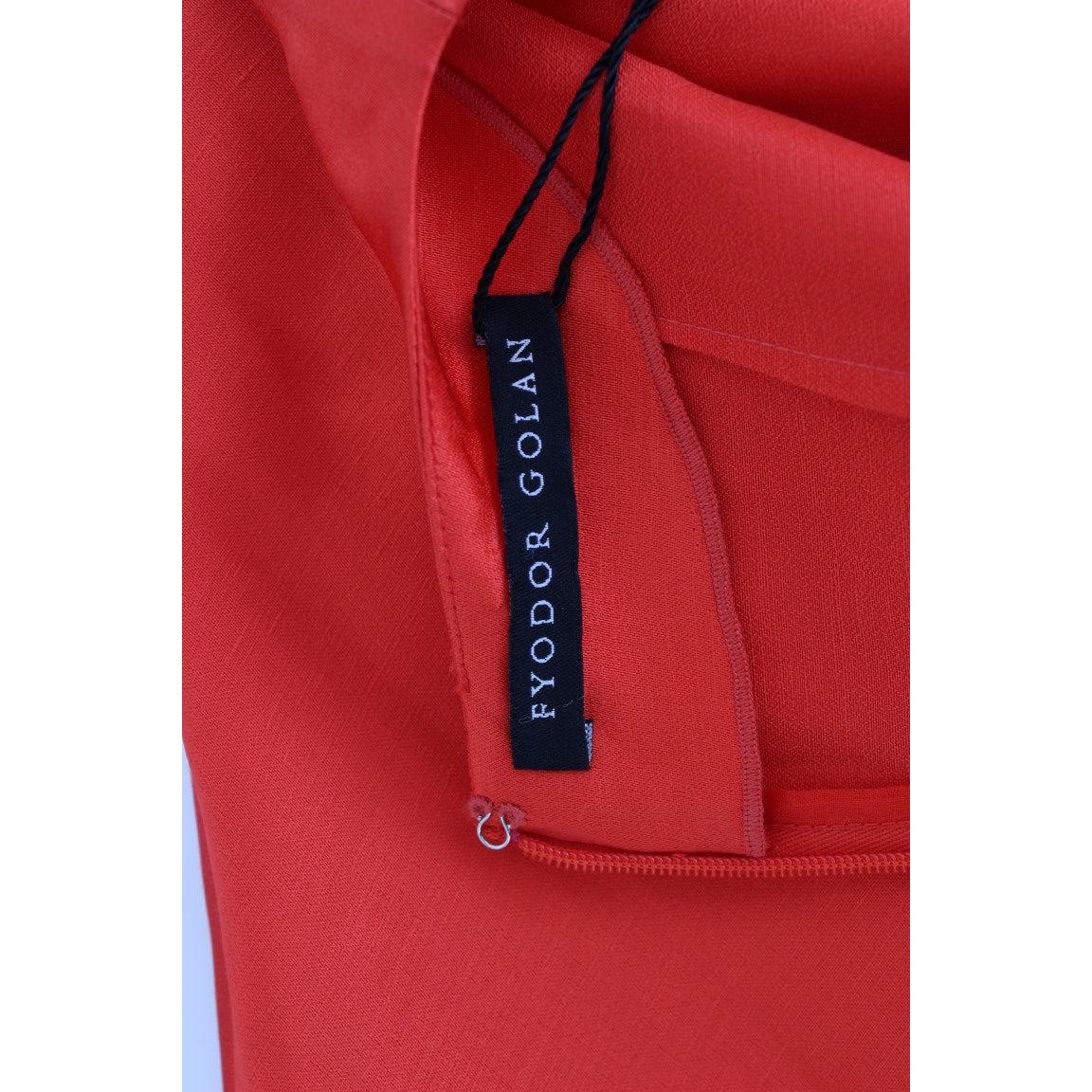 Red Mini Linen 3/4 Sleeve Sheath Dress - coffeewithmee2