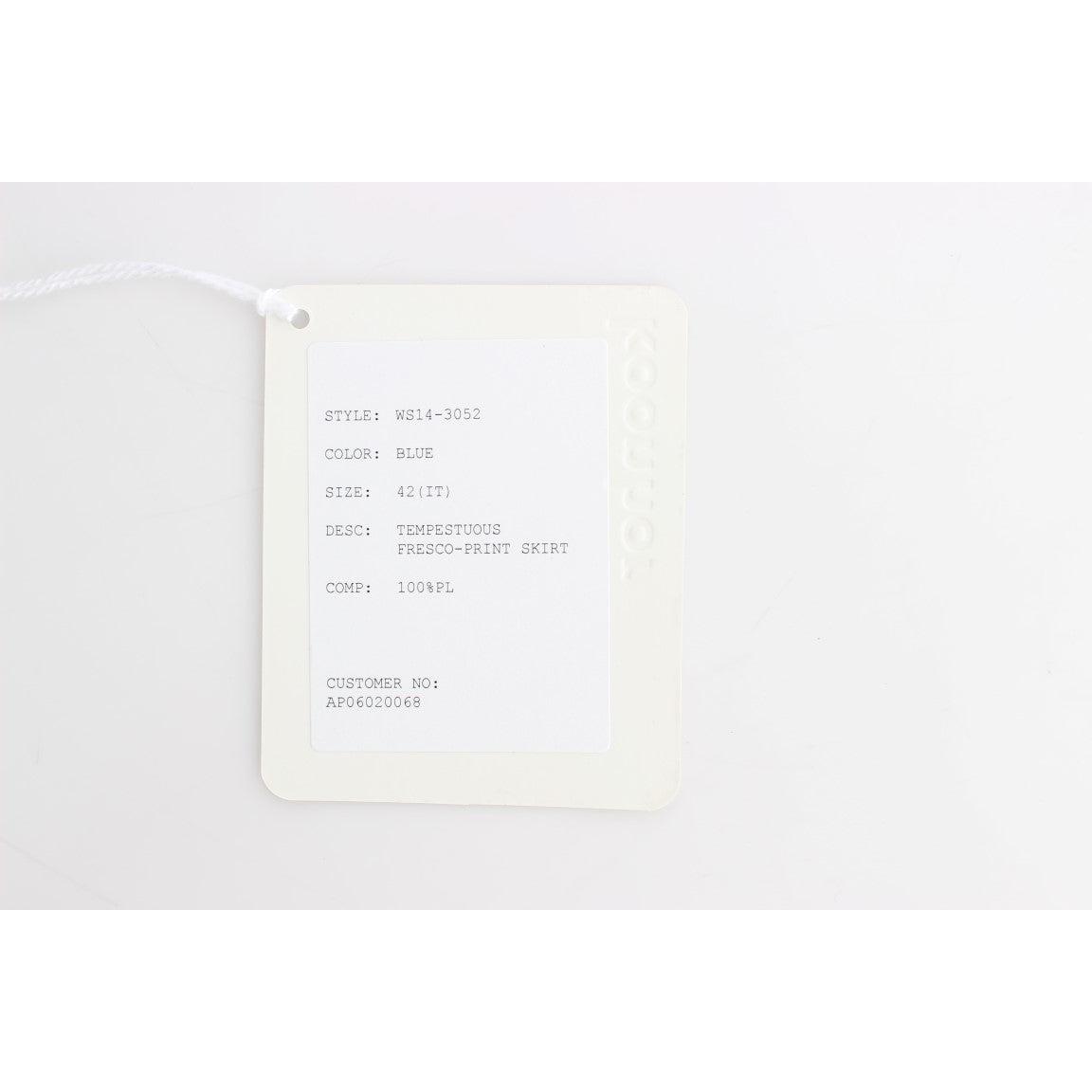 Blue Peplum Fresco-Print Straight Pencil Skirt - coffeewithmee2