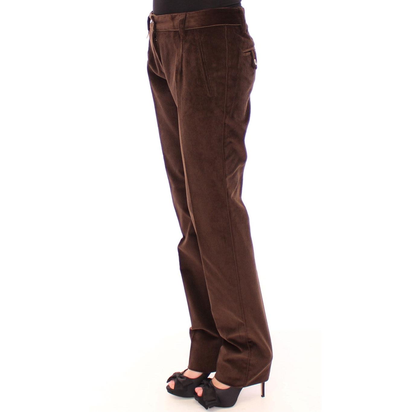 Brown Corduroys Straight Logo Casual Pants - coffeewithmee2