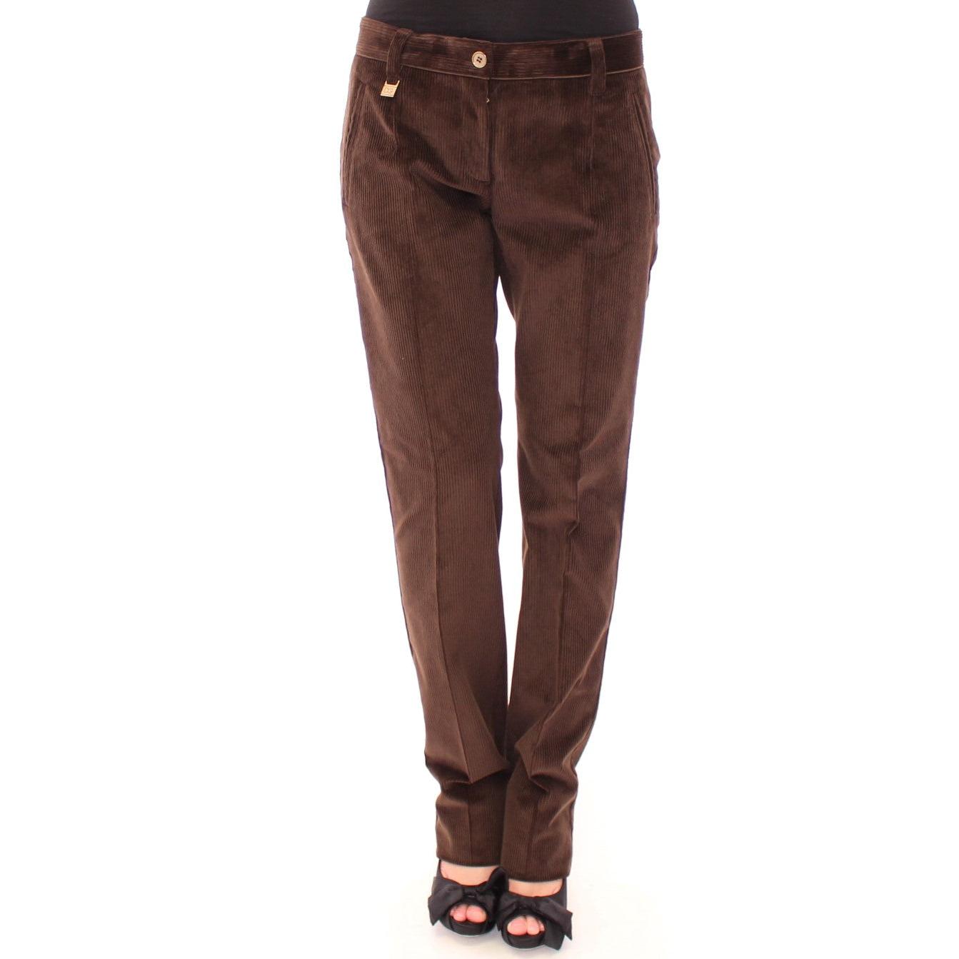 Brown Corduroys Straight Logo Casual Pants - coffeewithmee2