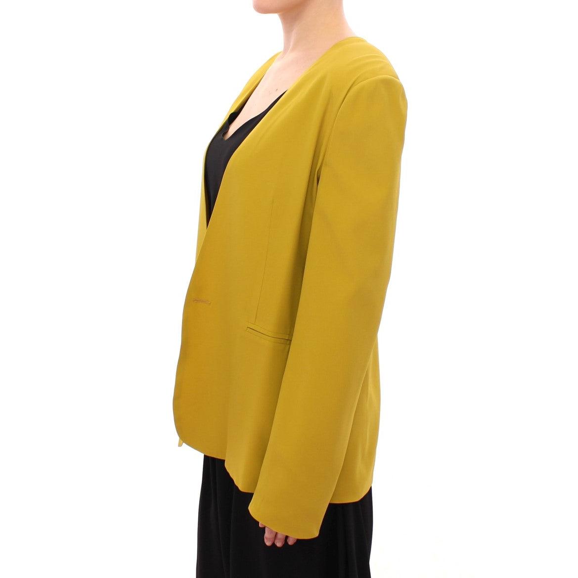 Mustard Yellow Silk Blazer Jacket - coffeewithmee2