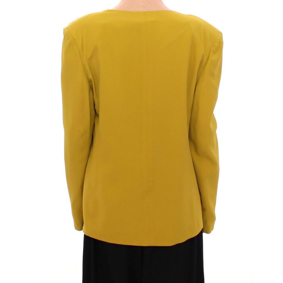 Mustard Yellow Silk Blazer Jacket - coffeewithmee2
