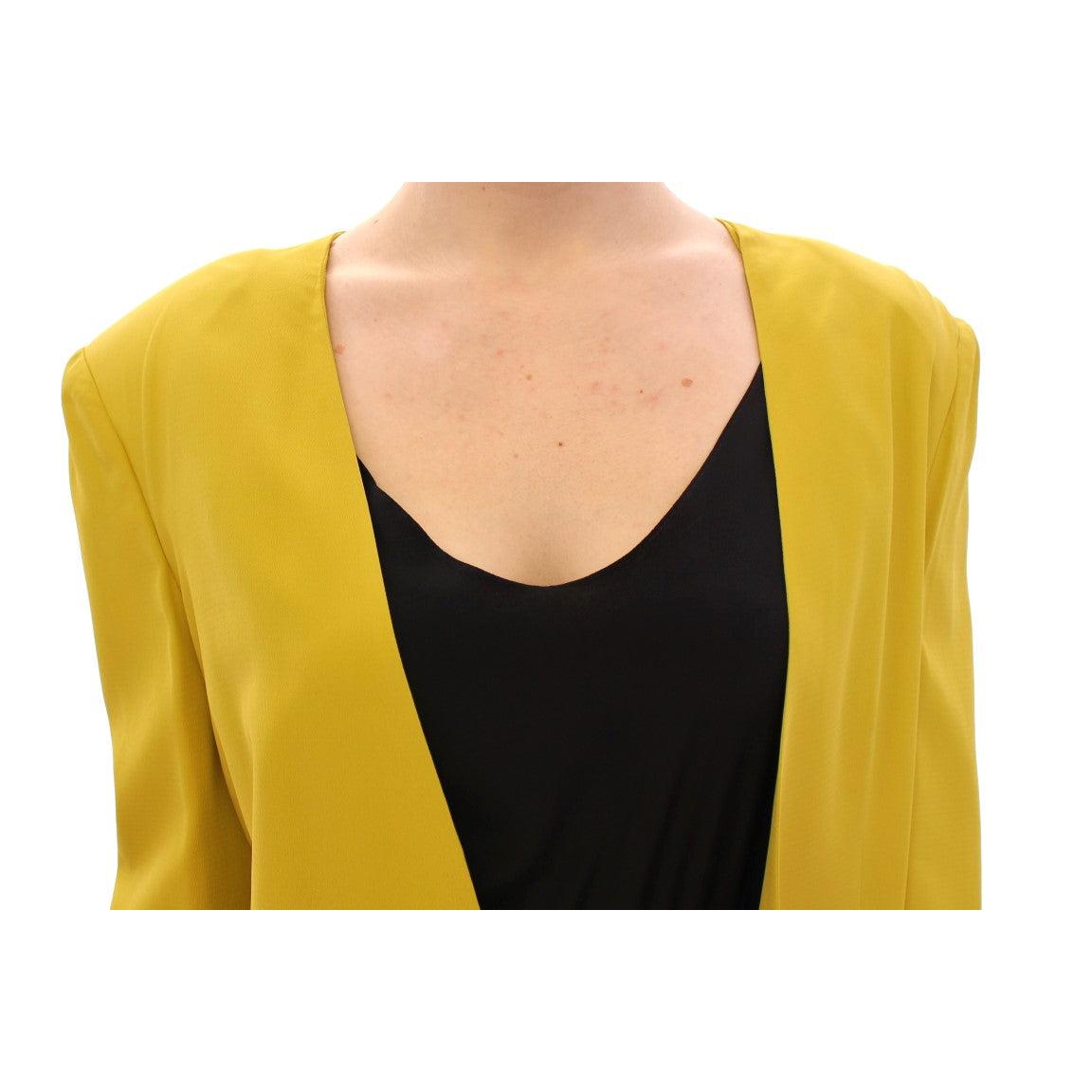 Mustard Yellow Silk Blazer Jacket - coffeewithmee2