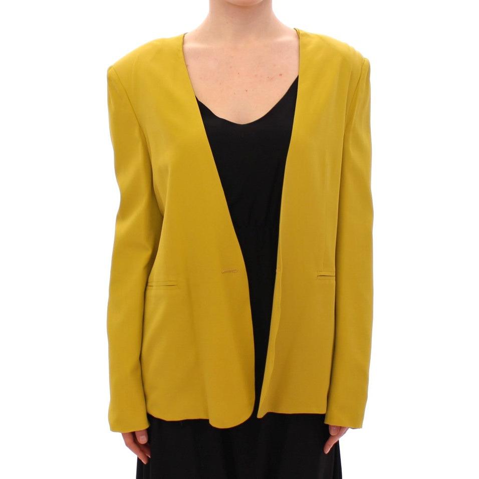 Mustard Yellow Silk Blazer Jacket - coffeewithmee2