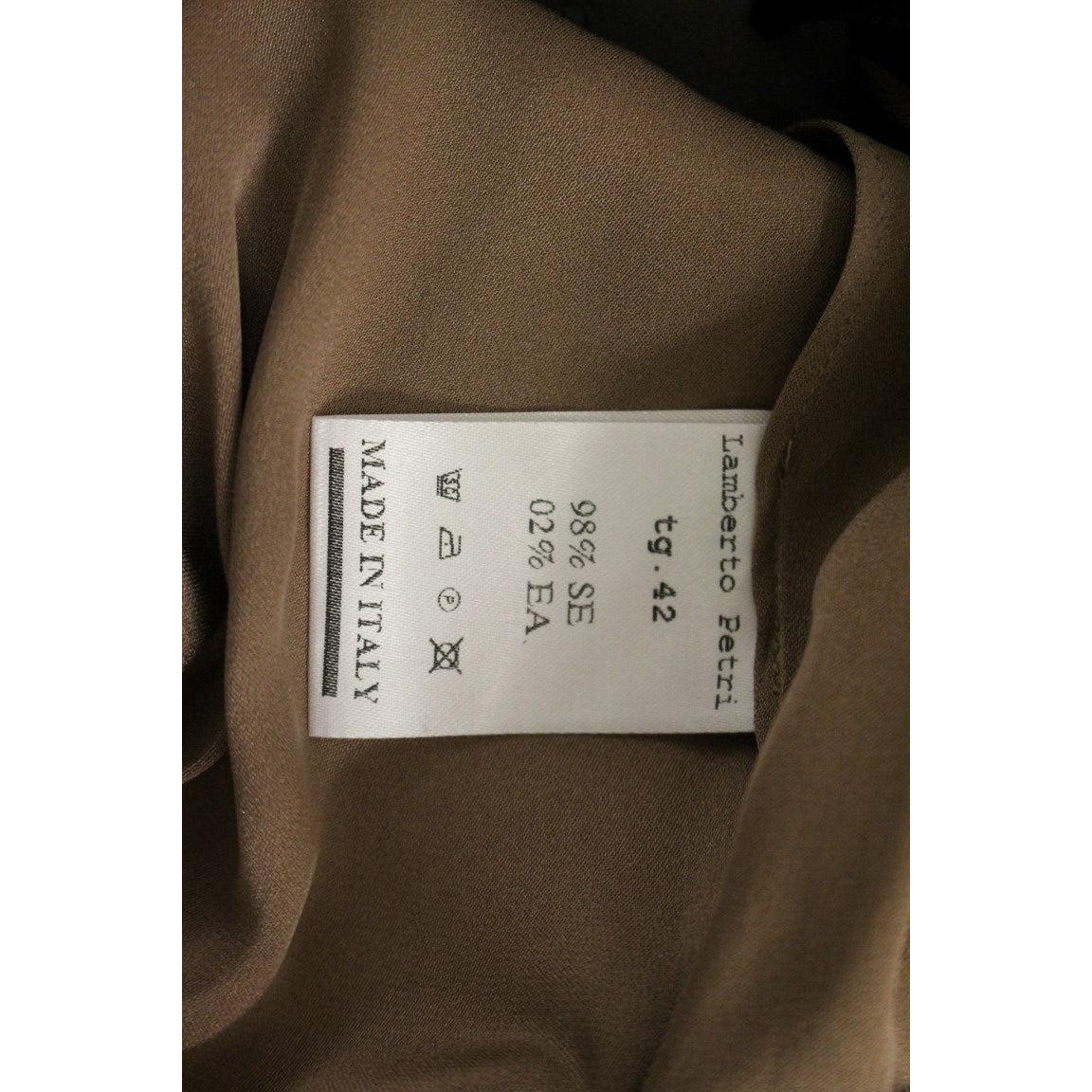 Brown Draped Silk Sheath Shift Coctail Dress - coffeewithmee2