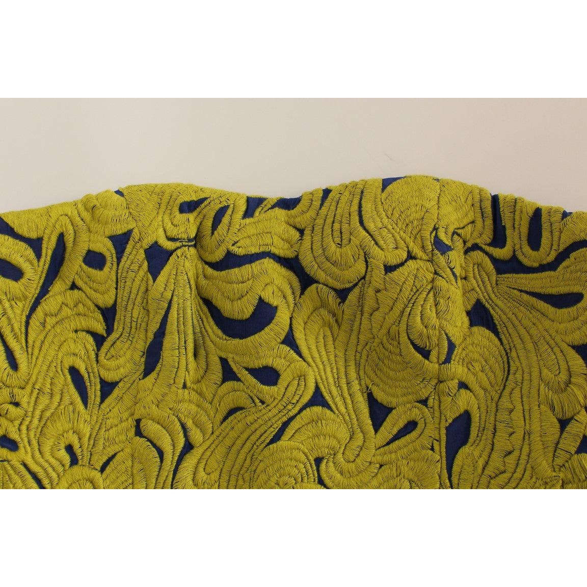 Blue Yellow Strapless Bubble Mini Shift Dress - coffeewithmee2