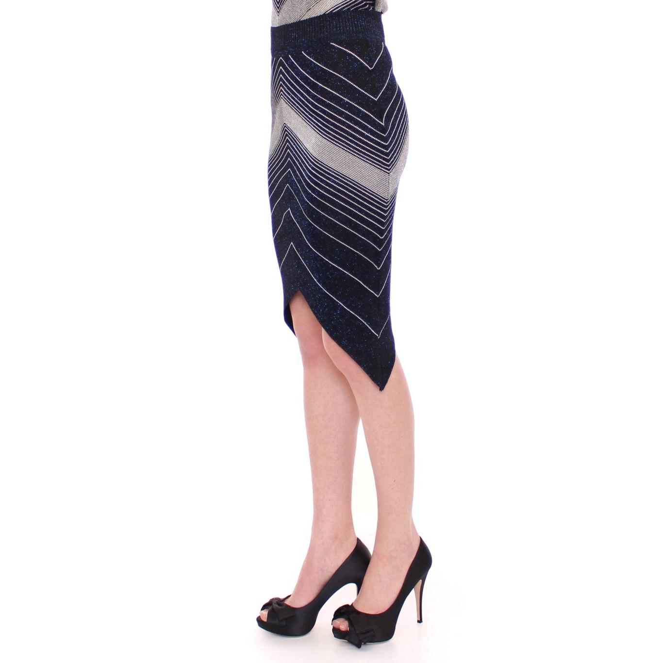 Knitted Chevron Striped Assymetrical Skirt - coffeewithmee2